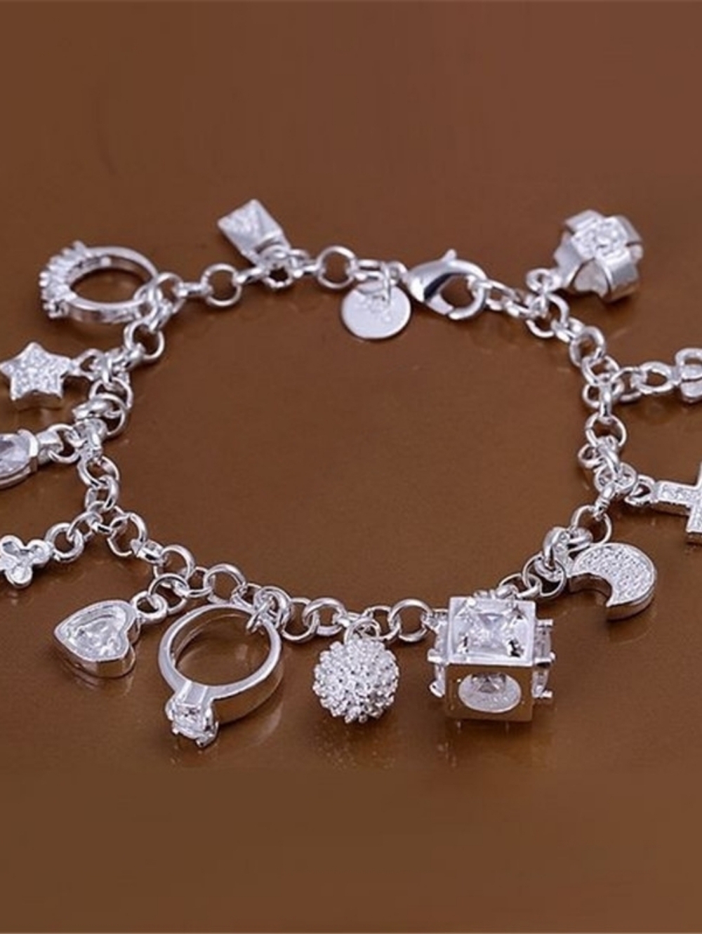 Silver Charm Bracelet with 13 Charms